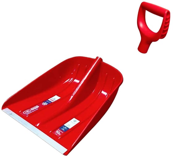 Изображение товара Лопата пластиковая ООО Агростройлидер ASL Strong Winter 365х450 мм цветная с алюминиевой планкой с цветной V-ручкой Премиум Комплект СНЕГ-01.42.03