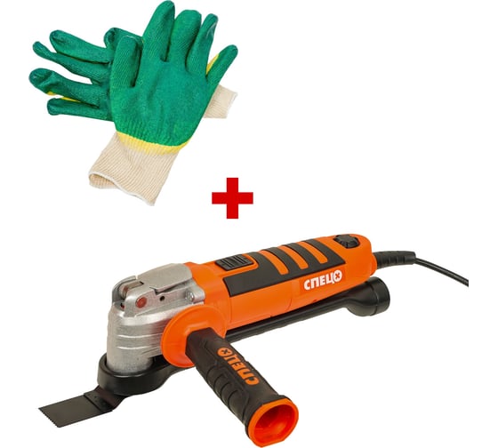 Изображение товара Многофункциональный инструмент СПЕЦ БМИ-450К, 400Вт, 6000-22000 колебаний/мин, 3 типа насадки, кейс + перчатки СПЕЦ-4044/И-8076-И