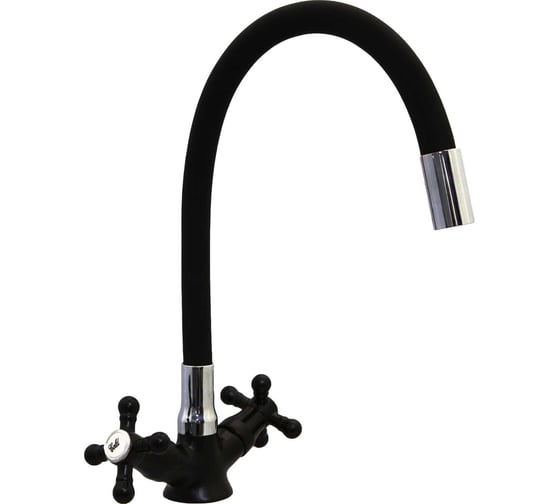 Изображение товара Смеситель елочка ЦС СМ 25ш К Мет_Крест излив гибкий, черный СМ507247