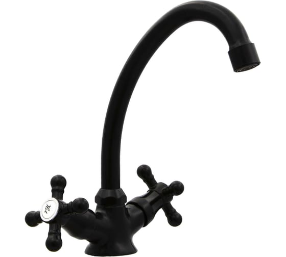 Изображение товара Смеситель елочка ЦС СМ 25ш К Мет_Крест излив D18, черный СМ507246