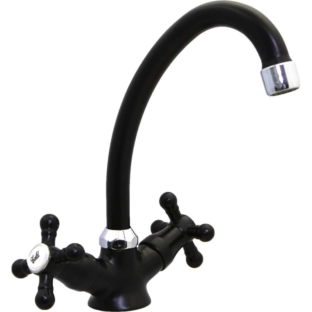 Изображение товара Смеситель елочка ЦС СМ 25ш К Мет_Крест излив D18, хром/черный СМ507248