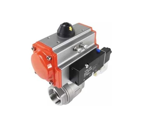 Изображение товара Кран шаровой DN.ru КШМП.316.230-ISO Ду25 Ру63 с пневмоприводом, пневмораспределителем D160-20596