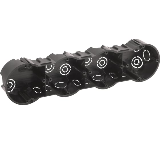 Изображение товара Коробка установочная 4х местная ЭРА KUT47045 черная 283x70x45мм для твердых стен саморезы IP30 Б0064956