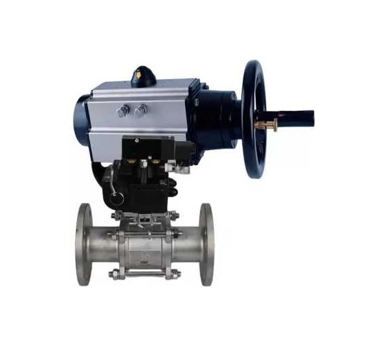 Изображение товара Шаровой кран DN.ru КШФПТ-ISO.304.180 Ду80 Ру25 с пневмоприводом, пневмораспределителем D160-24348