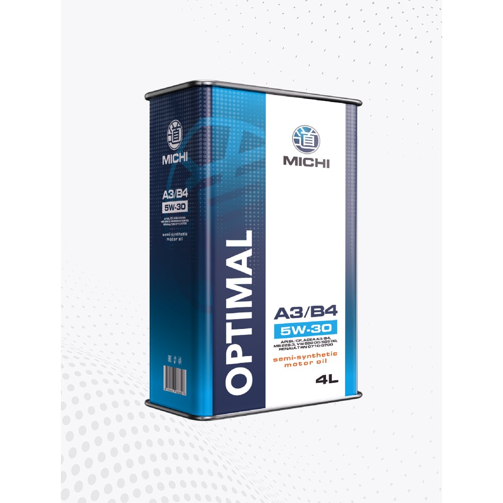 Изображение товара Моторное полусинтетическое масло Michi OPTIMAL 5W-30 А3/B4 4л Канистра