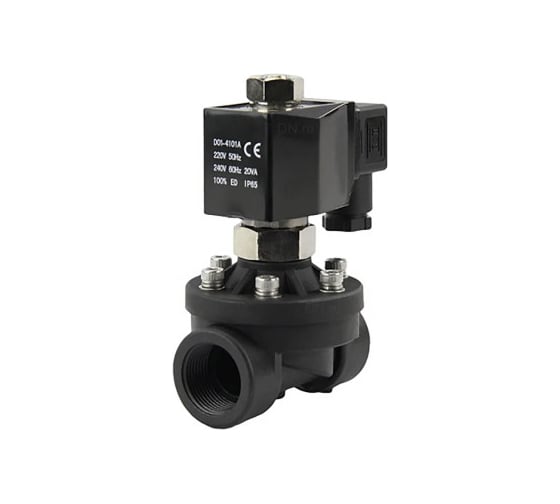 Изображение товара Клапан электромагнитный DN.ru VS2W-503N-NC Ду25 Ру6 пластик, прямого действия, 24В AC D130-04248