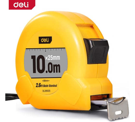 Изображение товара Рулетка DELI DL281025 10м х 25мм, метрическая с ремешком и клипсой 166269