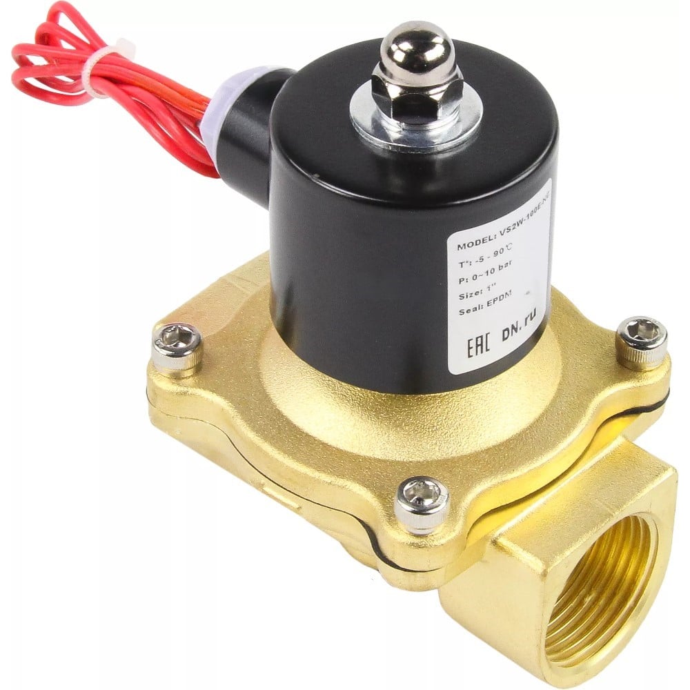 Клапан электромагнитный DN.ru VS2W-100N-NC Ду25 Ру10 двухходовой, латунь, NBR, 24В AC D130-04302