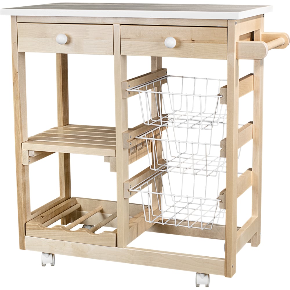 Изображение товара Тумба с баром и корзинами Мебелик белый/лак 8479 - стильная мебель для дома и бара