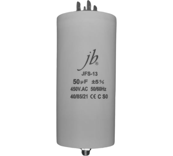 Изображение товара Конденсатор пусковой JB Capacitors 50мкФ, 450В, 50х109, JFS-13 (CBB60-E) (клеммы+болт), JFS13A6506J000000B-316