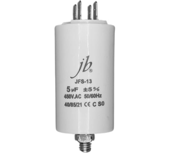 Изображение товара Конденсатор пусковой JB Capacitors 5мкФ, 450В, 35х65, JFS-13 (CBB60-E) (клеммы+болт), JFS13A6505J000000B-315