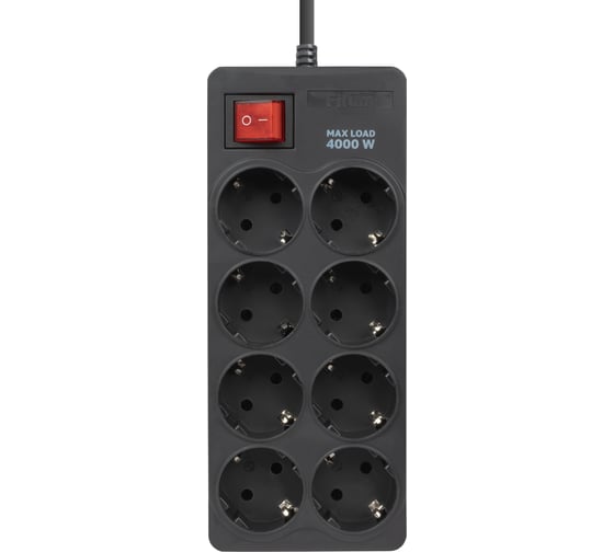 Изображение товара Сетевой фильтр Filum 4000 Вт., 8 розеток, шнур 3.0 м., черный FL-SP8-3.0M-16