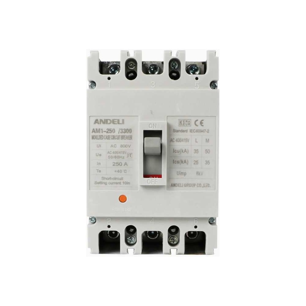 Изображение товара Автоматический выключатель ANDELI AM1-250M/3P 250A 50KA для защиты электросетей