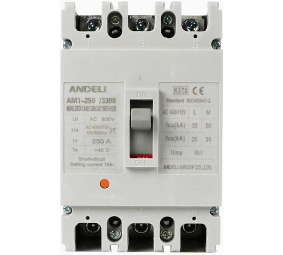 Изображение товара Автоматический выключатель ANDELI AM1-250M/3P 250A 50KA артикул ADL06-1129