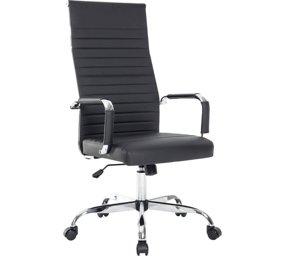 Изображение товара Кресло руководителя Helmi HL-E17 Slim Extra, экокожа черная, хром, механизм качания 306216