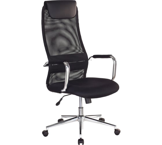 Изображение товара Кресло руководителя Helmi HL-E90, CH, ткань TW/сетка/экокожа черная, хром, механизм качания 368528