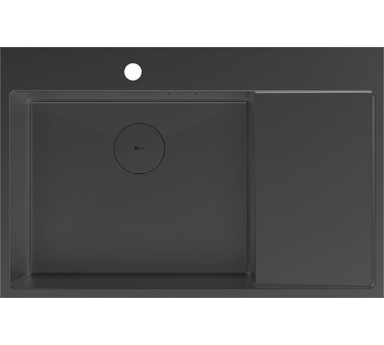Изображение товара Мойка кухонная с крылом Lemark KEZADRA 780L из нерж.стали, чаша слева, черный матовый, в комплекте крепеж, арматура сливная с прямоуг.переливом, сифон 9932152