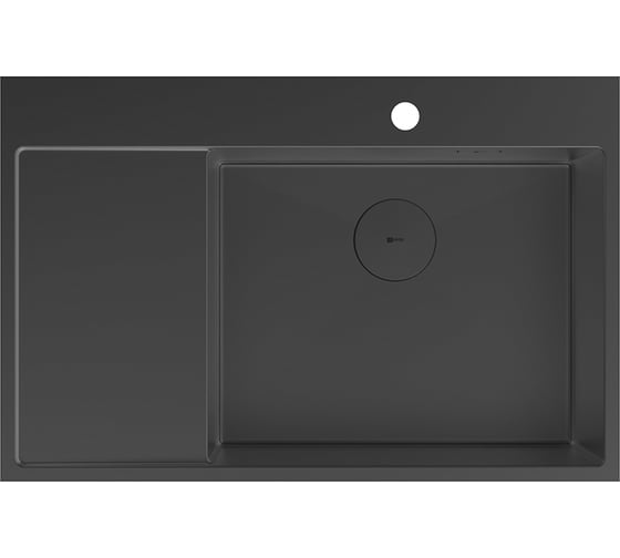 Изображение товара Мойка кухонная с крылом Lemark KEZADRA 780P из нерж.стали, чаша справа, черный матовый, в комплекте крепеж, арматура сливная с прямоуг.переливом, сифон 9932156