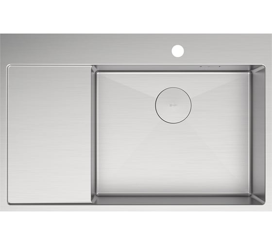 Изображение товара Мойка кухонная с крылом Lemark KEZADRA 780P из нерж.стали, чаша справа, цвет сталь, в комплекте крепеж, арматура сливная с прямоуг.переливом, сифон 9937153
