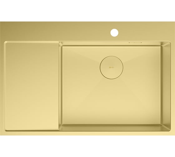 Изображение товара Мойка кухонная с крылом Lemark KEZADRA 780P из нерж.стали, чаша справа, светлое золото, в комплекте крепеж, арматура сливная с прямоуг.переливом, сифон 9938154