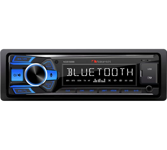 Изображение товара Медиа-ресивер NAKAMICHI 1 din, USB, AUX, ВТ, ПДУ, 4*50 Вт, голубой NQ513BB NAK-NQ513BB