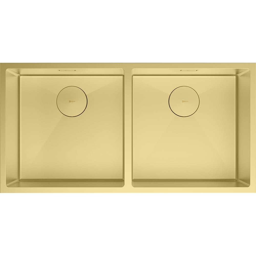 Изображение товара Мойка кухонная с 2 чашами Lemark PRORAN 900 из нержавеющей стали светлое золото врезная