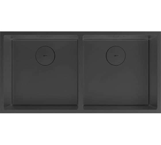 Изображение товара Мойка кухонная с 2 чашами Lemark PRORAN 900 из нерж.стали, черный матовый, в комплекте крепеж, арматура сливная с прямоуг.переливом, сифон 9932140