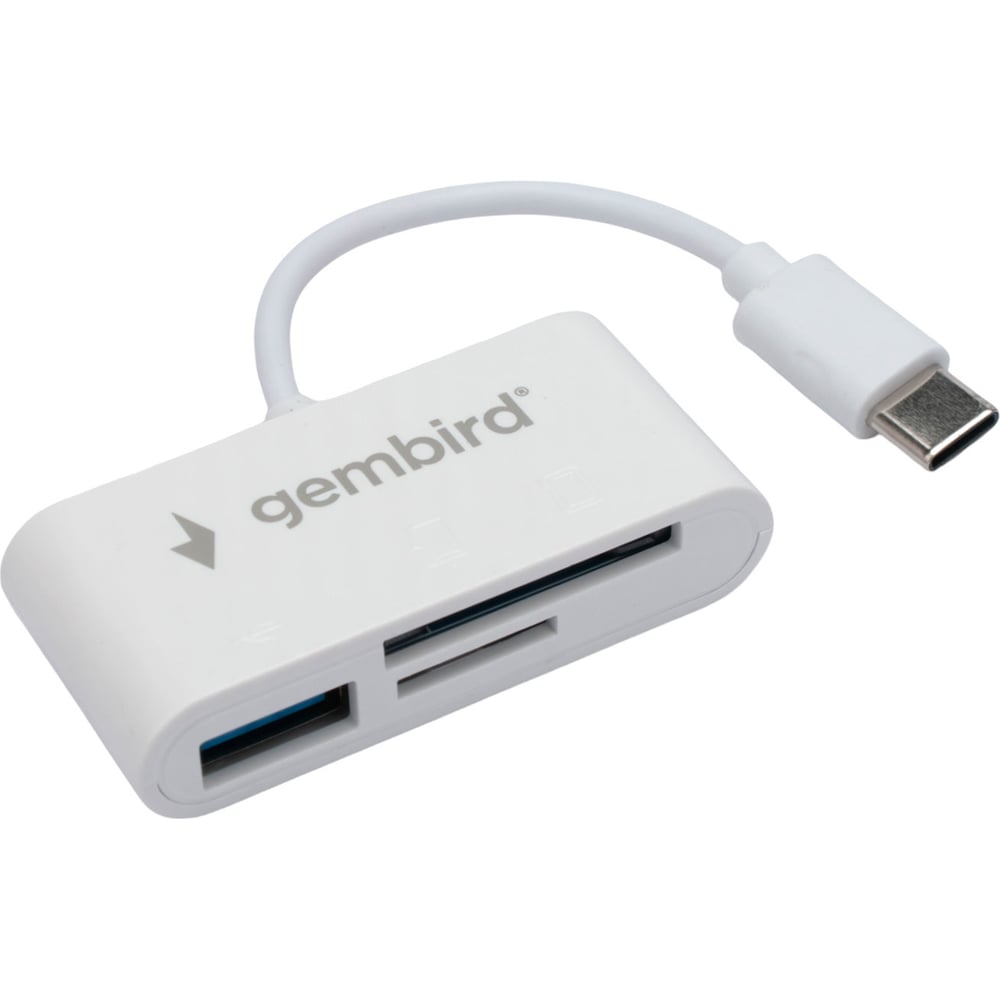Изображение товара Картридер Gembird Type-C 3в1 SD TF USB2.0 белый FD2-MSD-2