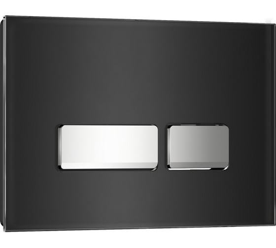 Изображение товара Кнопка смыва WAVE E2 glass универсальная, черная/хром, стекло, прямоугольная 552532