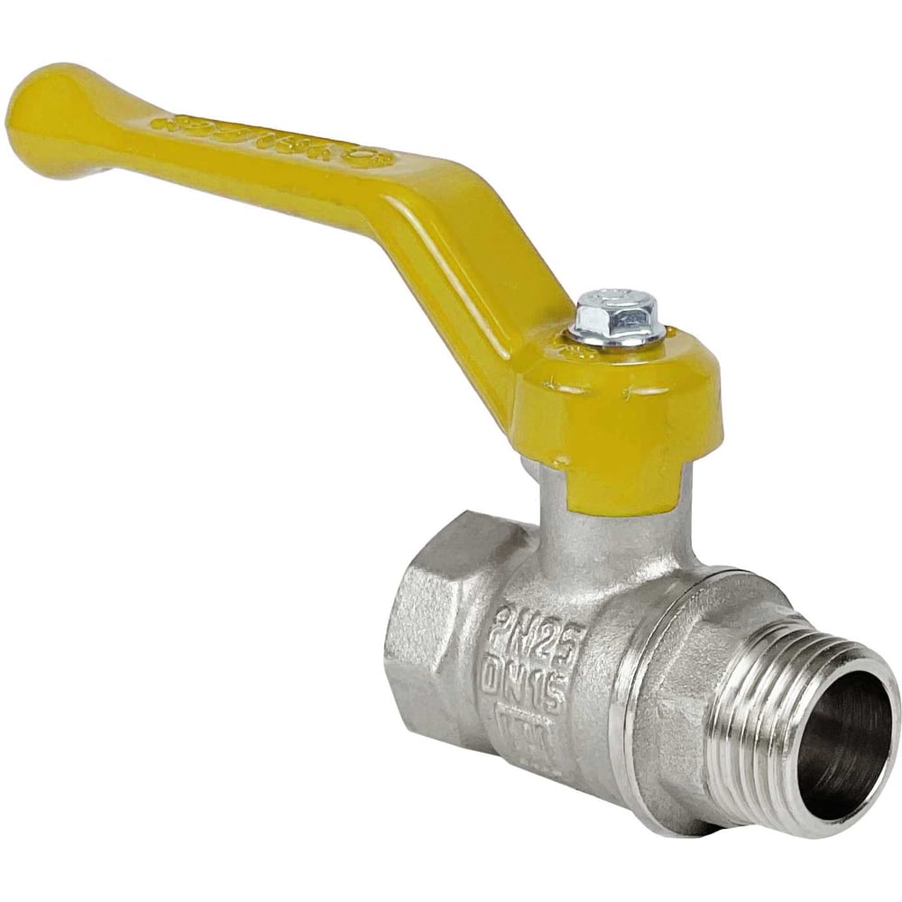 Кран шаровой Valfex N/P59 бирка для газа 2 ВР/НР,ручка-рычаг, латунный никелированныйЙ 11Б27фтМ (1/4 VF.272.NR3.200.N/P59.Bir