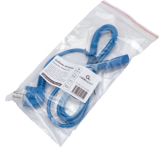 Изображение товара Кабель питания Cablexpert (RU) Schuko-C13, 3x0.75мм2, 10A, с заземлением, медь, 1.8м, синий, пакет, PC-186-VDE-B-1.8M