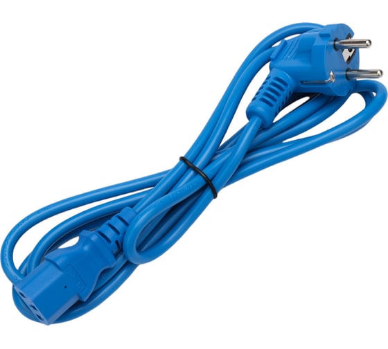 Изображение товара Кабель питания Cablexpert (RU) Schuko-C13, 3x0.75мм2, 10A, с заземлением, медь, 1.8м, синий, пакет, PC-186-VDE-B-1.8M