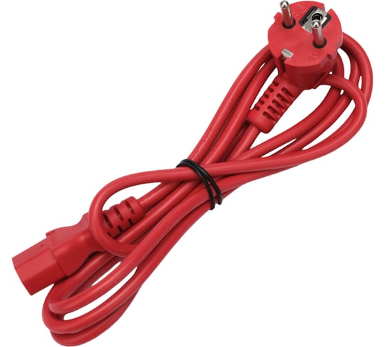 Изображение товара Кабель питания Cablexpert (RU) Schuko-C13, 3x0.75мм2, 10A, с заземлением, медь, 1.8м, красный, пакет, PC-186-VDE-R-1.8M