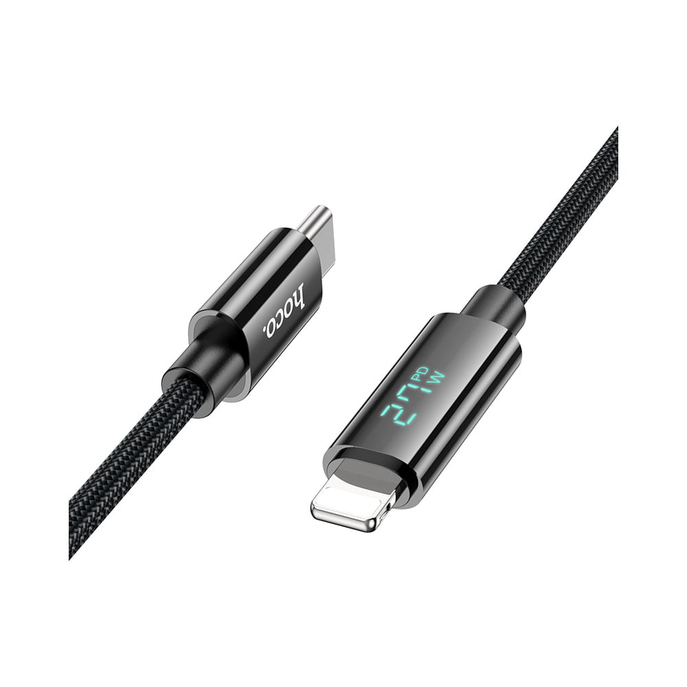 Изображение товара Кабель USB2.0 Type-C Lightning 1.2м с дисплеем Hoco U125 черный