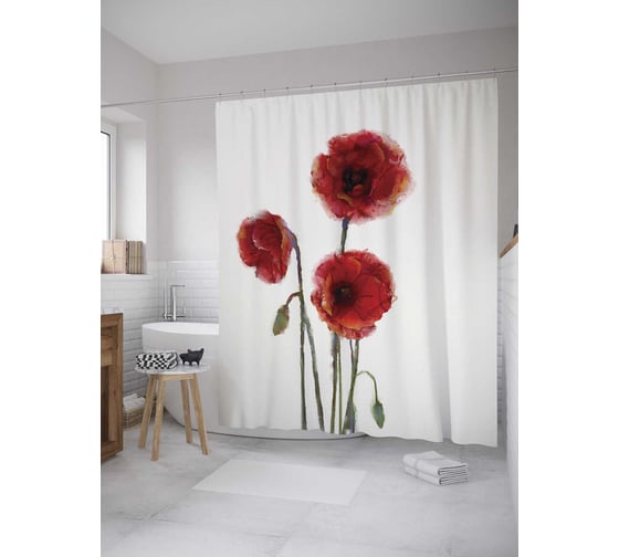 Изображение товара Штора (занавеска) для ванной JoyArty "Обрати внимание" из сатена, 180х200 см с крючками, sc_9108