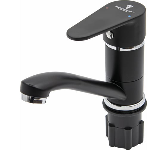 Изображение товара Смеситель для мойки РемоКолор однорычажный, гайка, черный, керамический картридж 35 мм, гусак 15 см 67-0-826