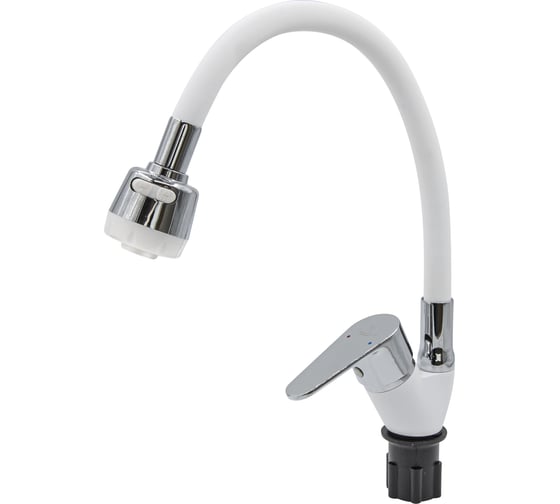 Изображение товара Смеситель для кухни РемоКолор однорычажный, гайка, рефлектор, белый, керамический картридж 35 мм 67-0-820