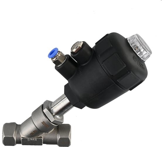 Изображение товара Клапан отсечной пневматический DN.ru 316P-PT Ду15 Ру25 резьбовой, Y-образный D490-00001