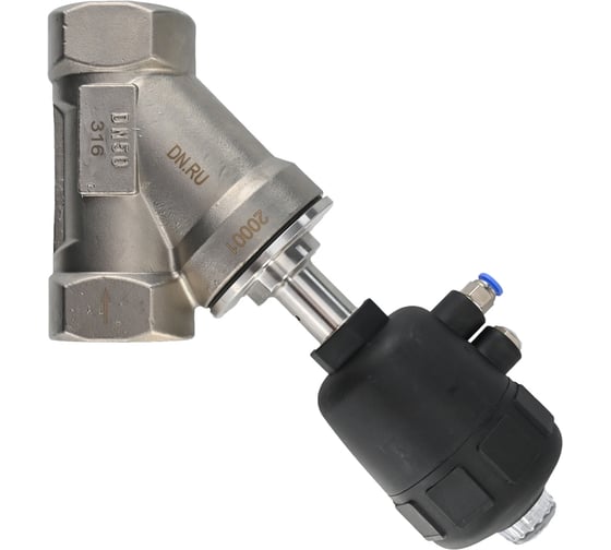 Изображение товара Клапан отсечной пневматический DN.ru 316P-PT Ду65 Ру25 резьбовой, Y-образный D490-00007