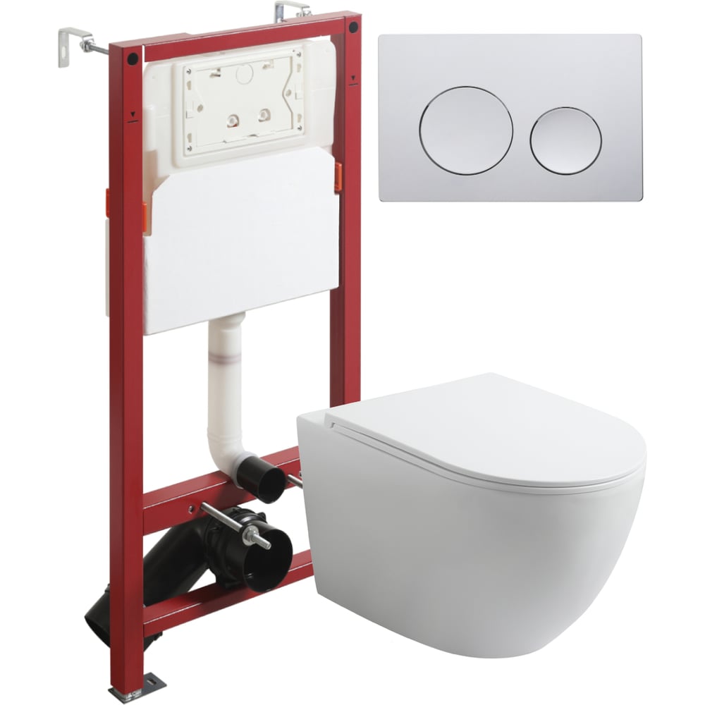 Изображение товара Унитаз подвесной безободковый белый Agger с инсталляцией и микролифтом