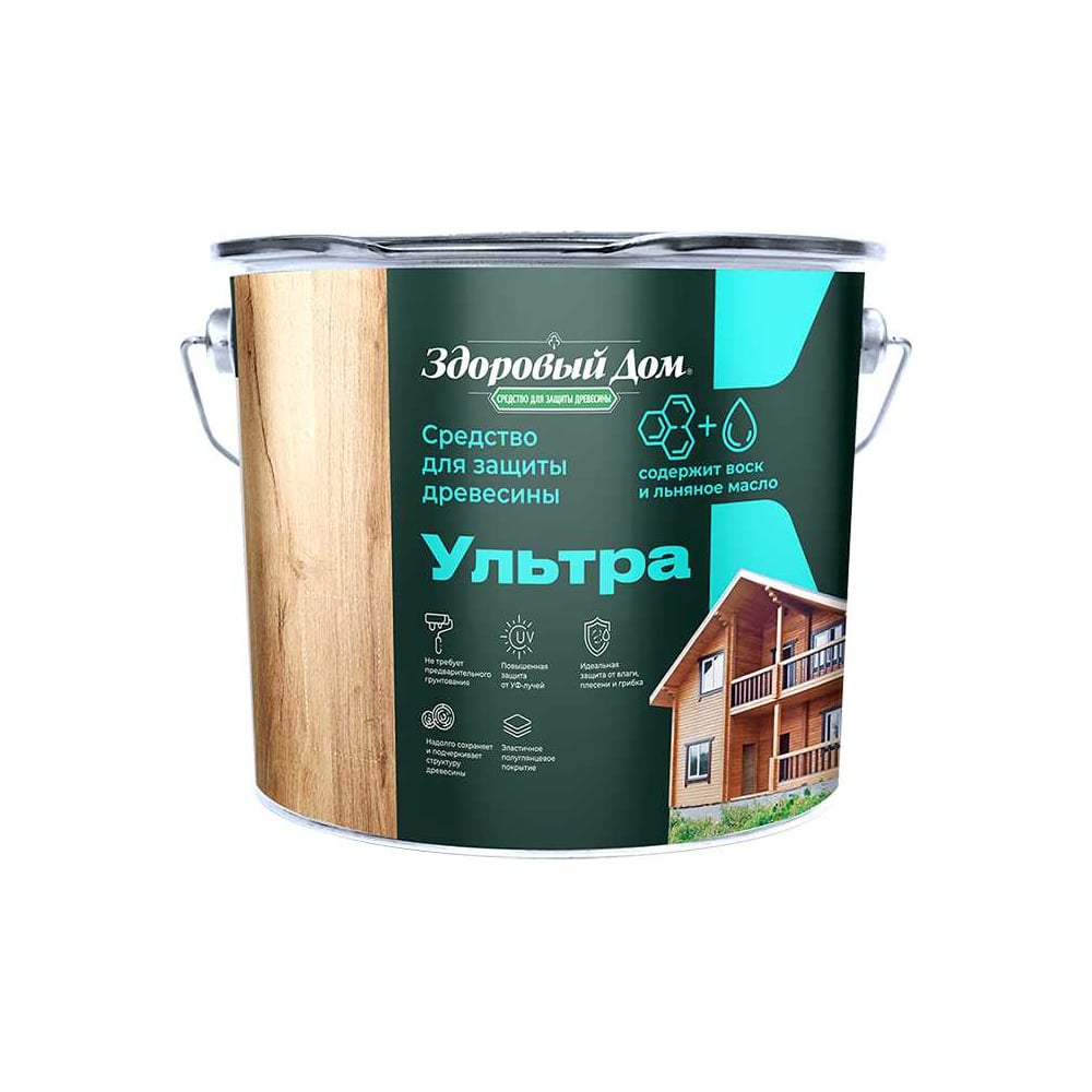 Изображение товара Деревозащитное средство Здоровый дом Ультра дуб 9 л для внутренней и наружной отделки