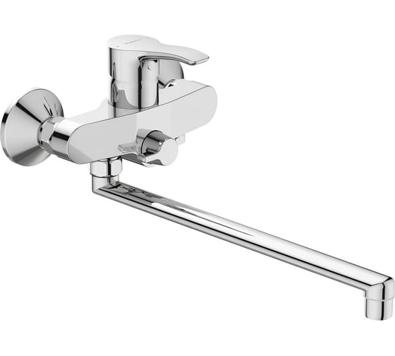 Изображение товара Смеситель для ванны Vidima MELOY однорычажный, длинный излив, плоский, L обр, б/к BA412AA 026-3995