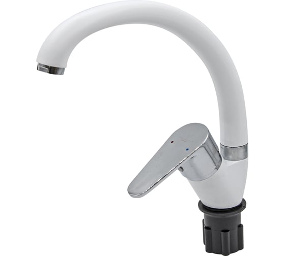 Изображение товара Однорычажный смеситель для кухни РемоКолор гайка, белый, керамический картридж 35мм, 67-0-821