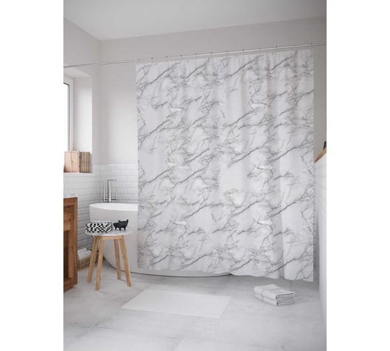 Изображение товара Штора (занавеска) для ванной JoyArty "Мрамор из древности" из сатена, 180х200 см с крючками, sc_6822