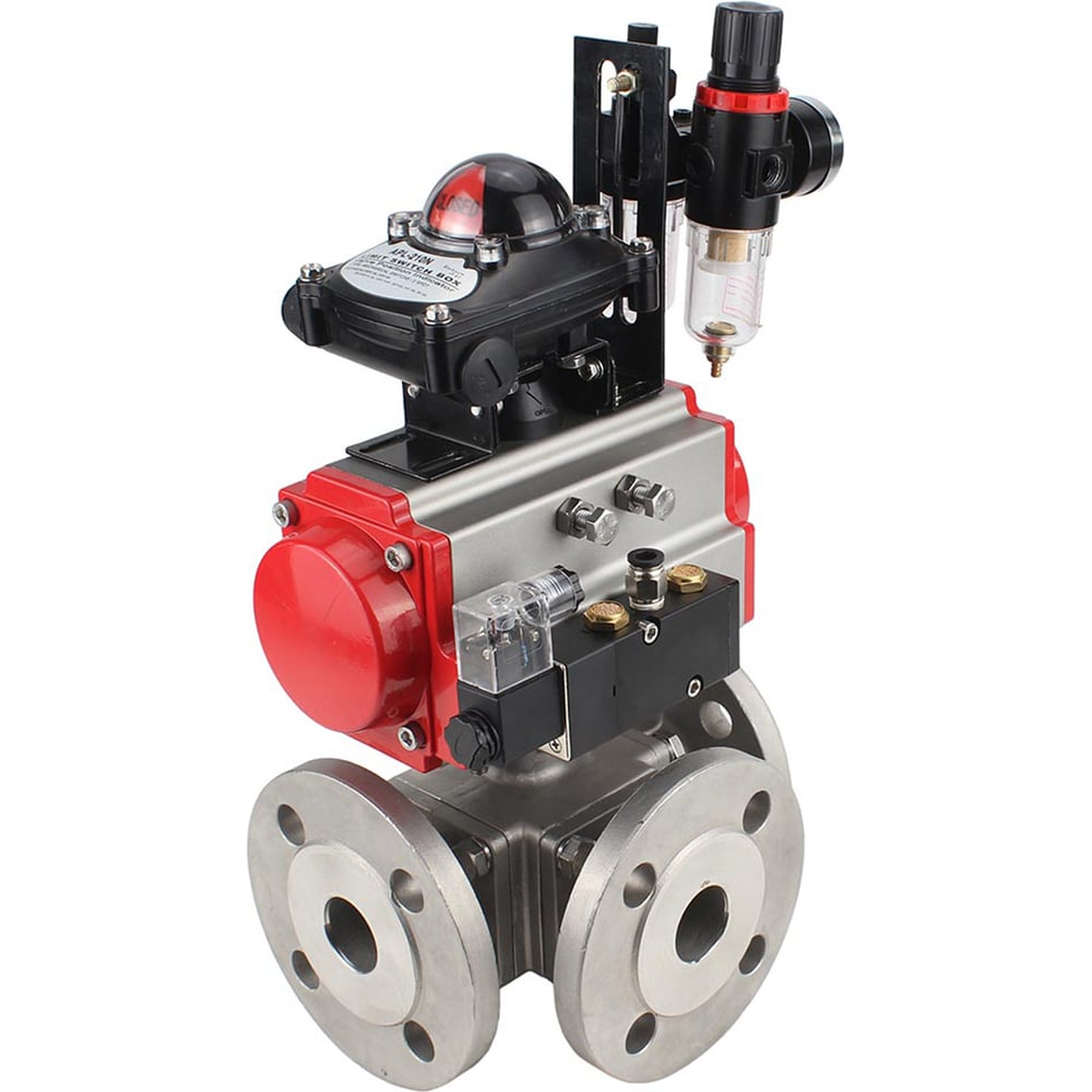 Изображение товара Шаровой кран DN40 316-316-PTFE фланцевый трехходовой нержавеющая сталь PN16