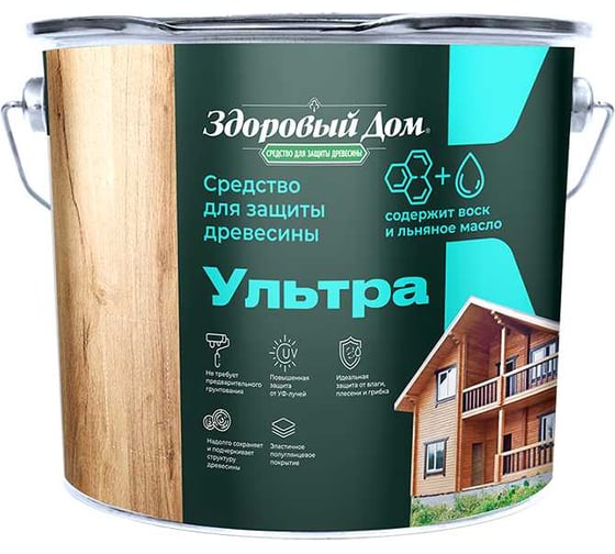 Изображение товара Деревозащитное средство Здоровый дом Ультра орегон, 0.8 л ЛА-00004023