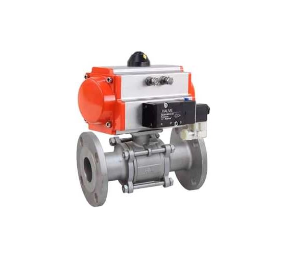 Изображение товара Шаровой кран DN.ru КШФПТ-ISO.316.180 Ду65 Ру25 с пневмоприводом, пневмораспределителем, дублером D160-22048