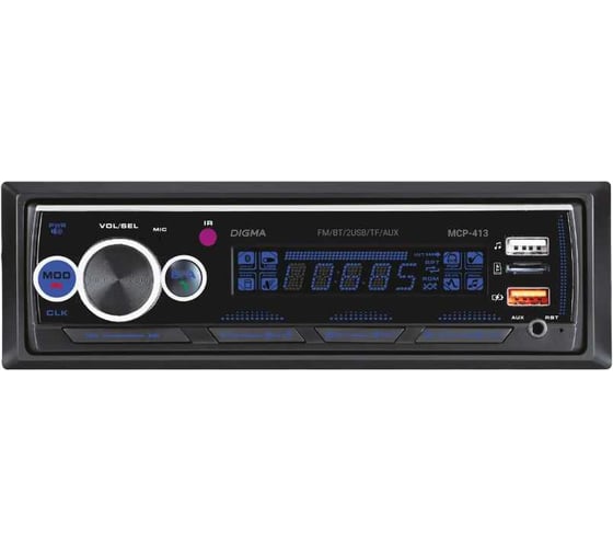 Изображение товара Автомагнитола DIGMA MCP-413 1DIN, 2x45 Вт, BT5.0, USB2.0, AUX, 2 ПДУ 2012333