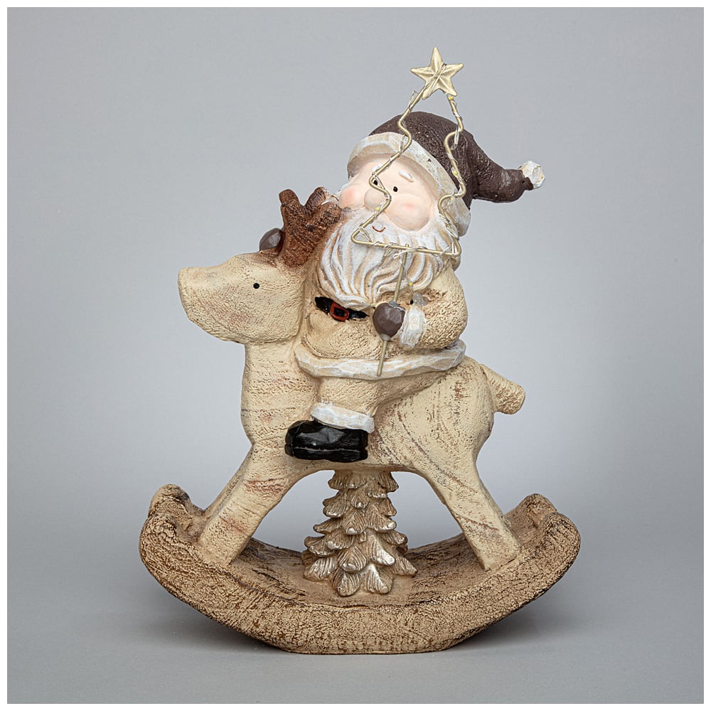 Изображение товара Фигурка Lefard ДЕД МОРОЗ НА ОЛЕНЕ с LED-подсветкой, 22,7x9,8x28,5 см 248-175