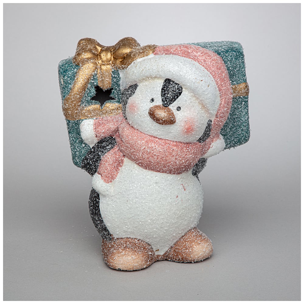 Изображение товара Фигурка Lefard ПИНГВИН С ПОДАРКАМИ с LED-подсветкой, керамика, 12x8x13 см